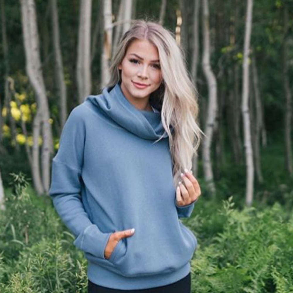 Ziya small cowl neck sweatshirt blue